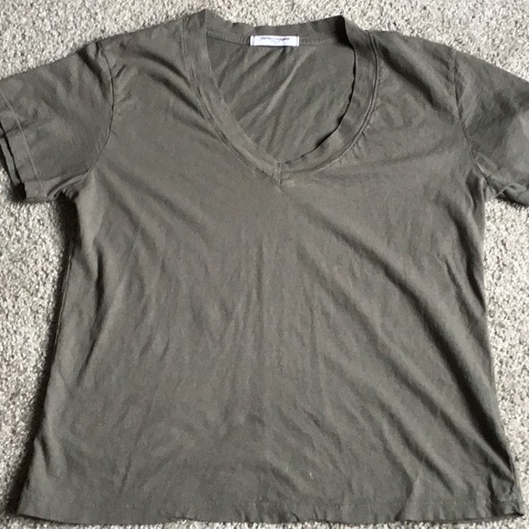 Perfectwhitetee Hendrix Cotton Boxy V Neck Tee Uniform Green Size Small - Picture 5 of 6